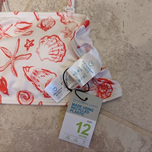 Primark UK Orange Red and White Seashell Bikini, NWT - Picture 8 of 11